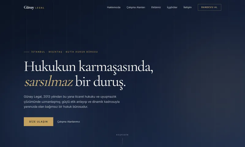 Günay Legal sitesinin ana sayfası