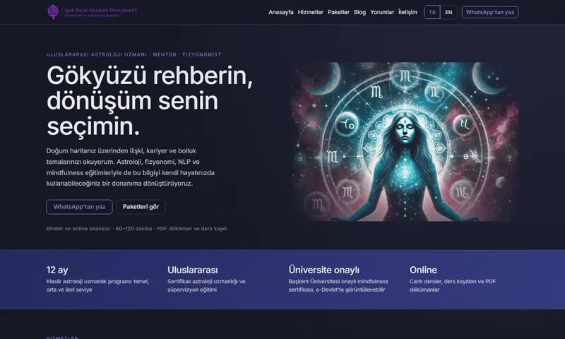 İpek Başar Akademi sitesinin ana sayfası