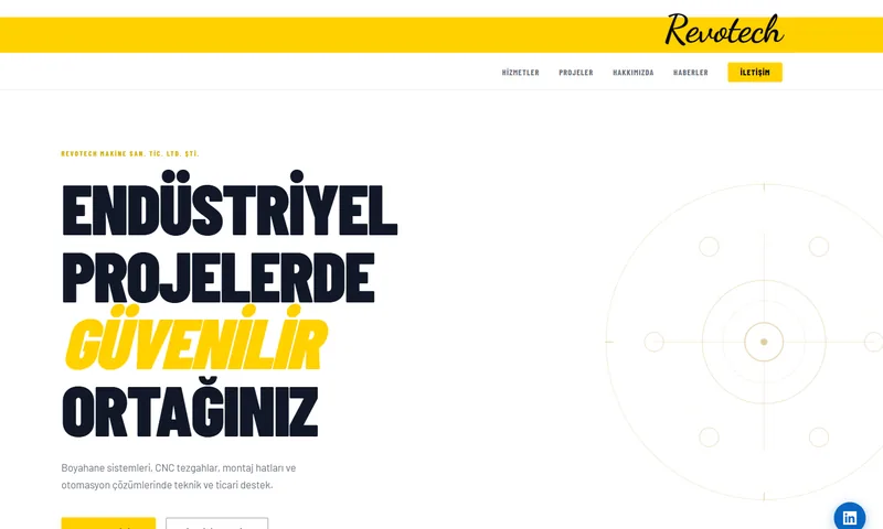 RevoTech sitesinin ana sayfası